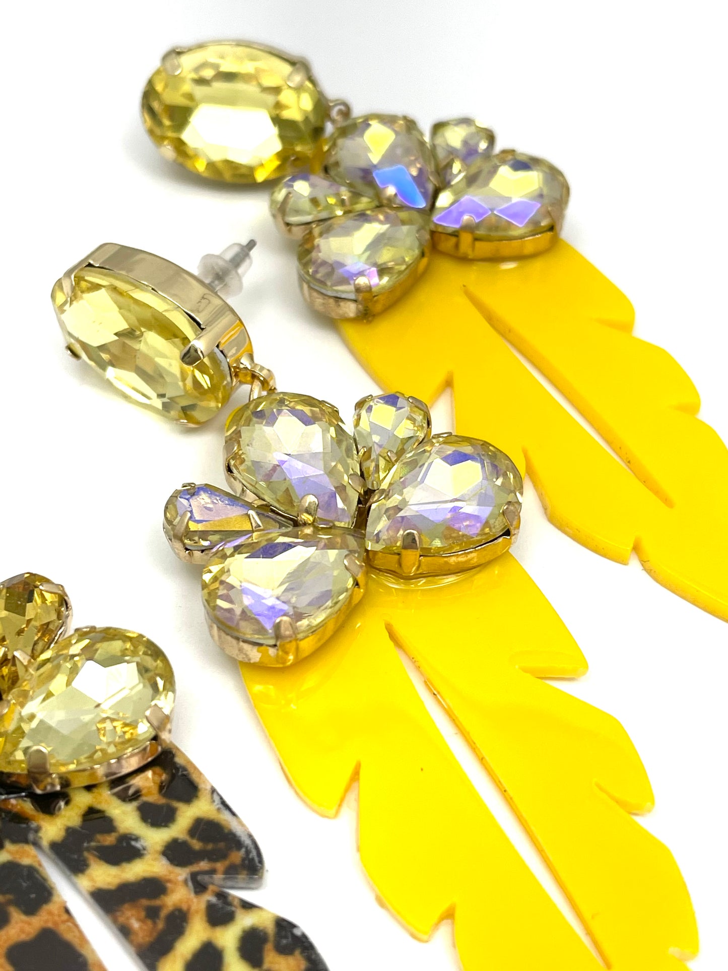 Yellow Gemstone Resin Acrylic Earrings