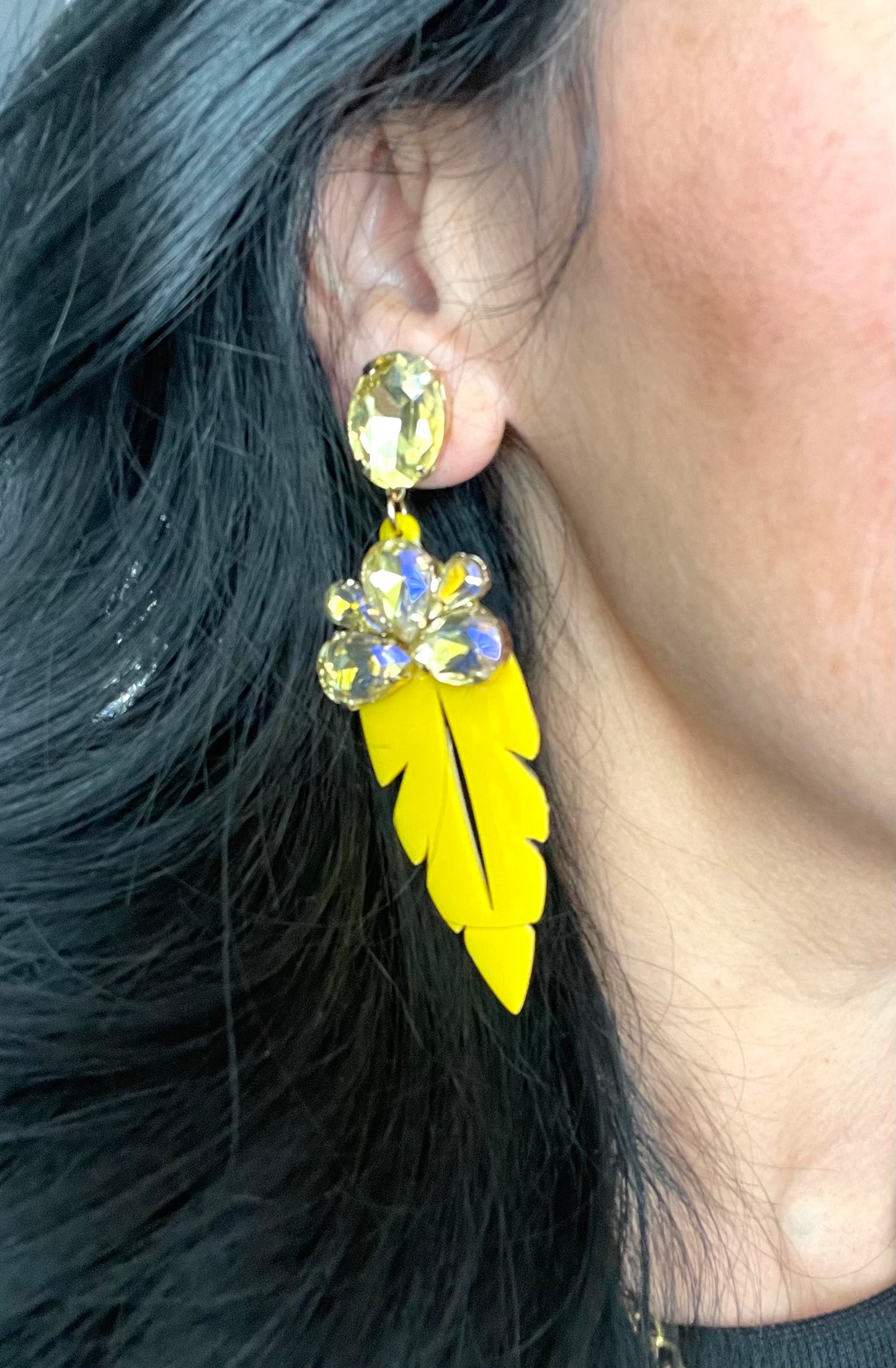 Yellow Gemstone Resin Acrylic Earrings