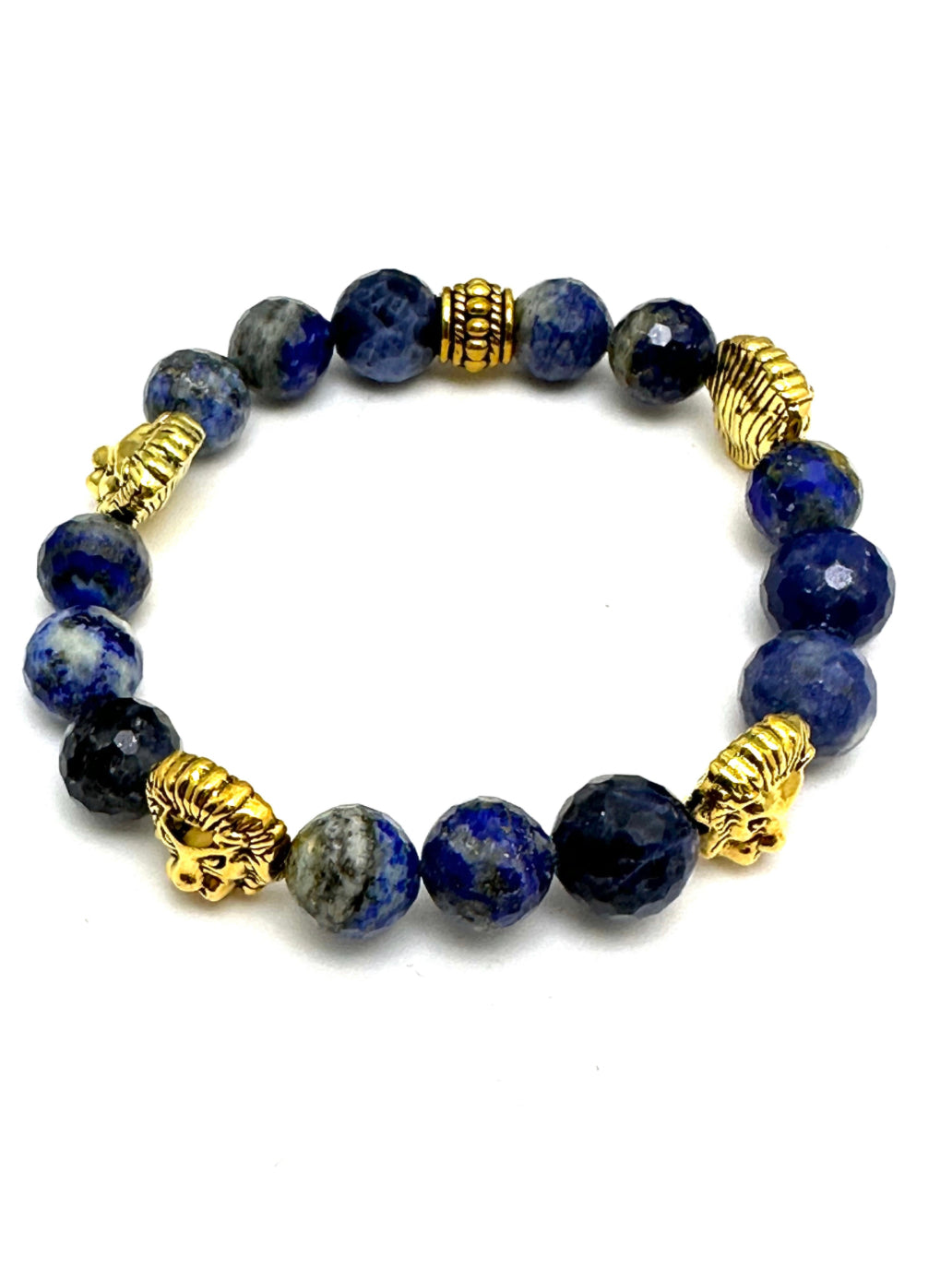 Blue Sodalite Beaded Bracelet with Lions