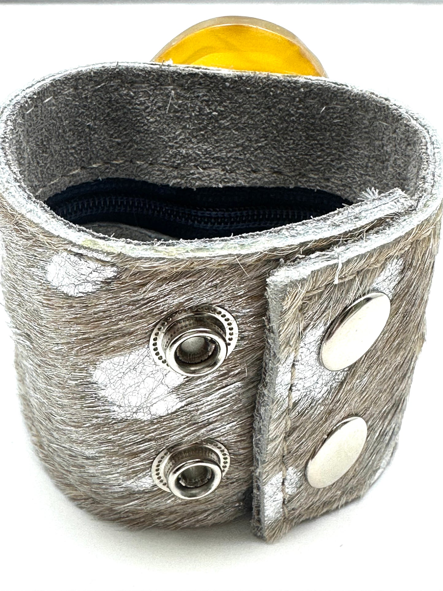 Leather Cuff with Yellow Agate