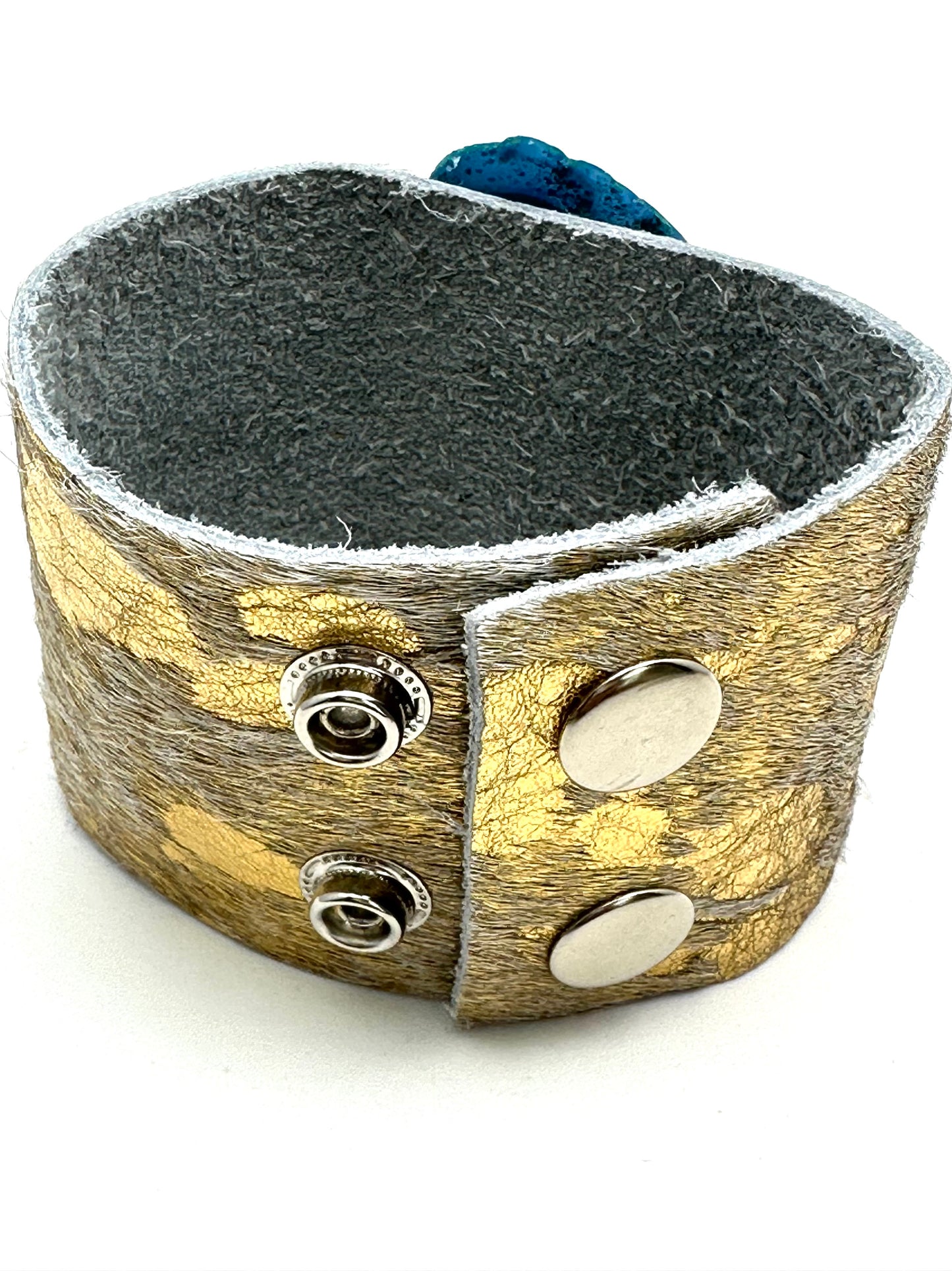 Leather Cuff with Blue Agate