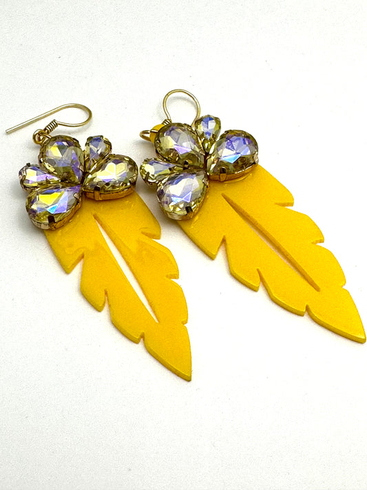 Yellow Drop Gemstone Resin Acrylic Earrings