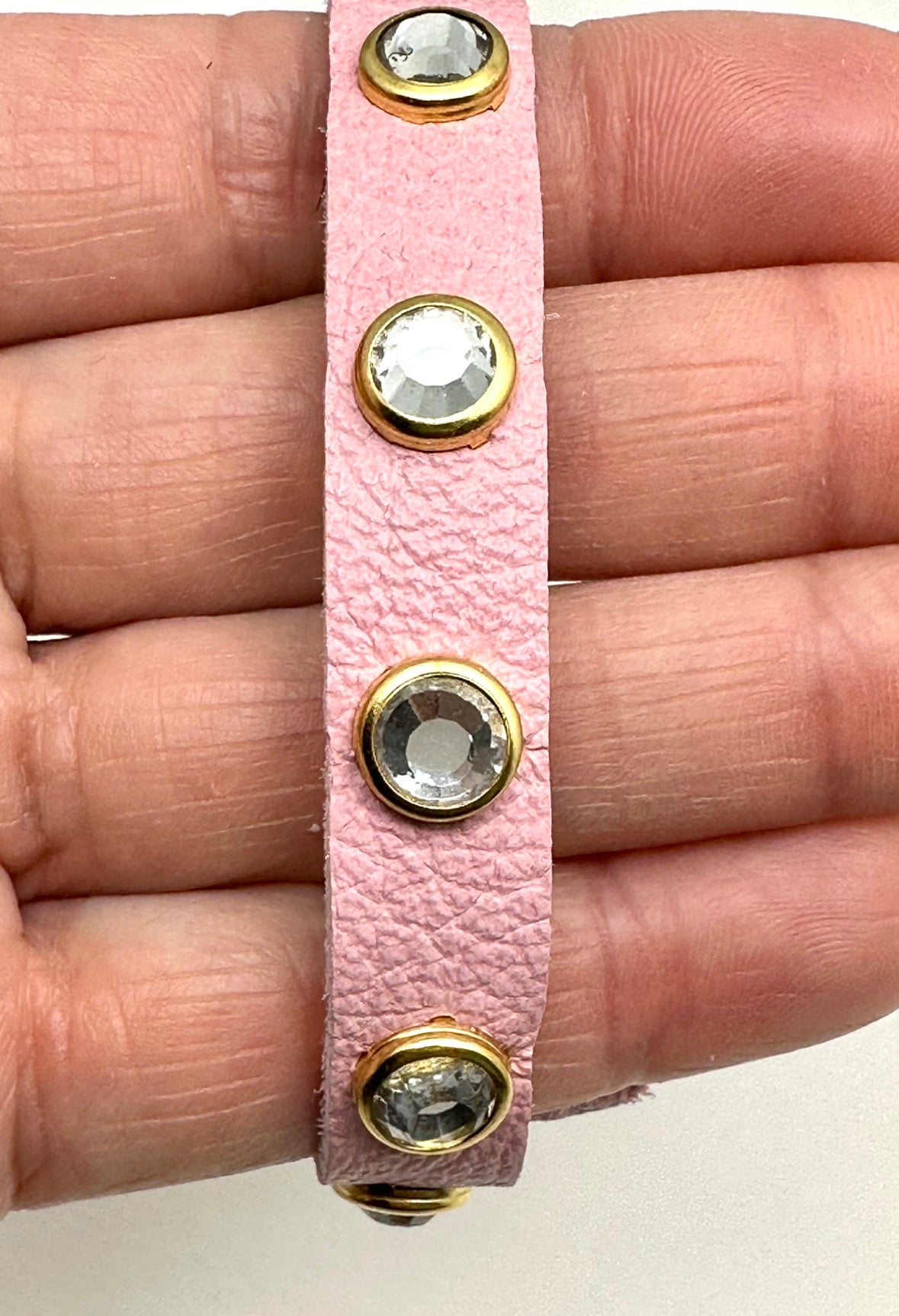 Baby Pink 1/2” Snap Leather with Zircon Gemstone