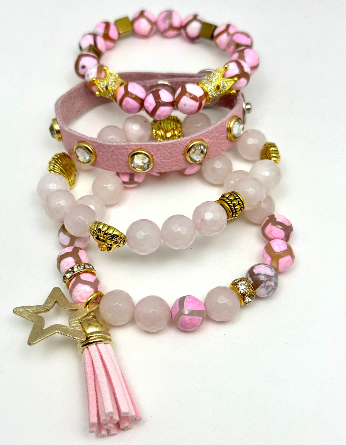 Baby Pink 1/2” Snap Leather with Zircon Gemstone