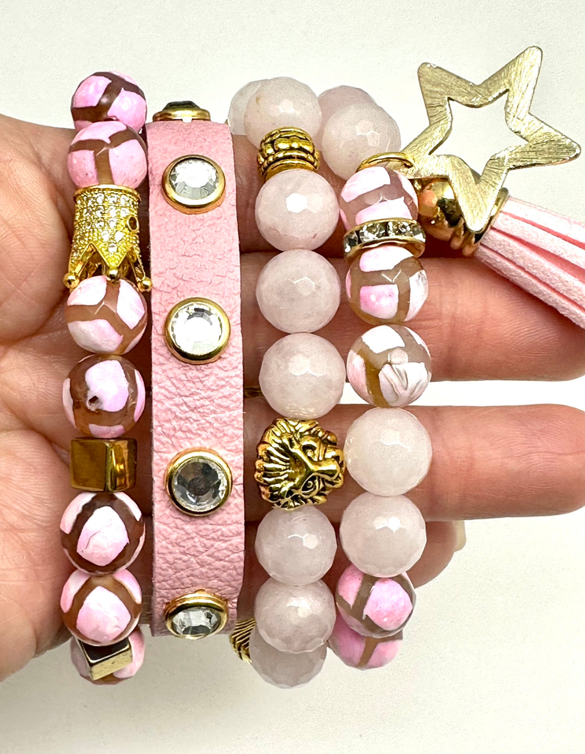 Baby Pink 1/2” Snap Leather with Zircon Gemstone