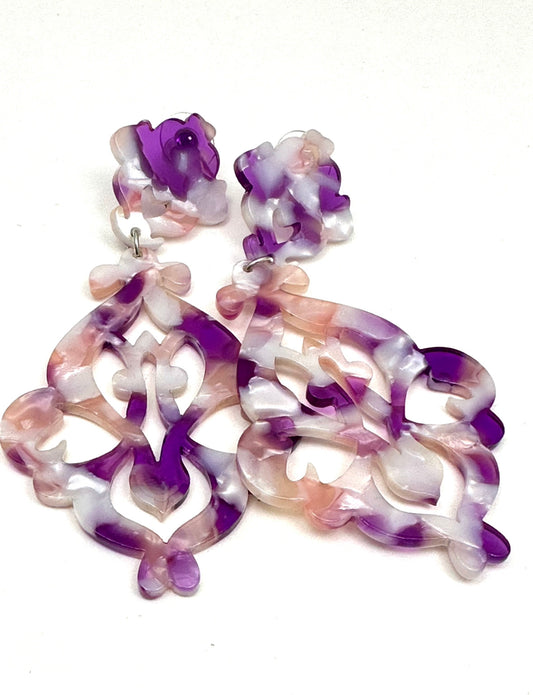 Purple Tortoiseshell Resin Acrylic Earrings