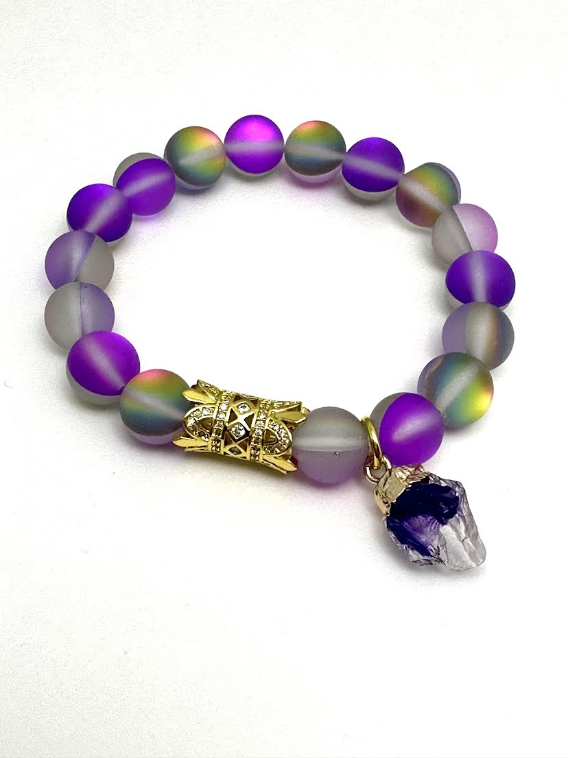 Purple Mermaid Beaded Bracelet with Agate