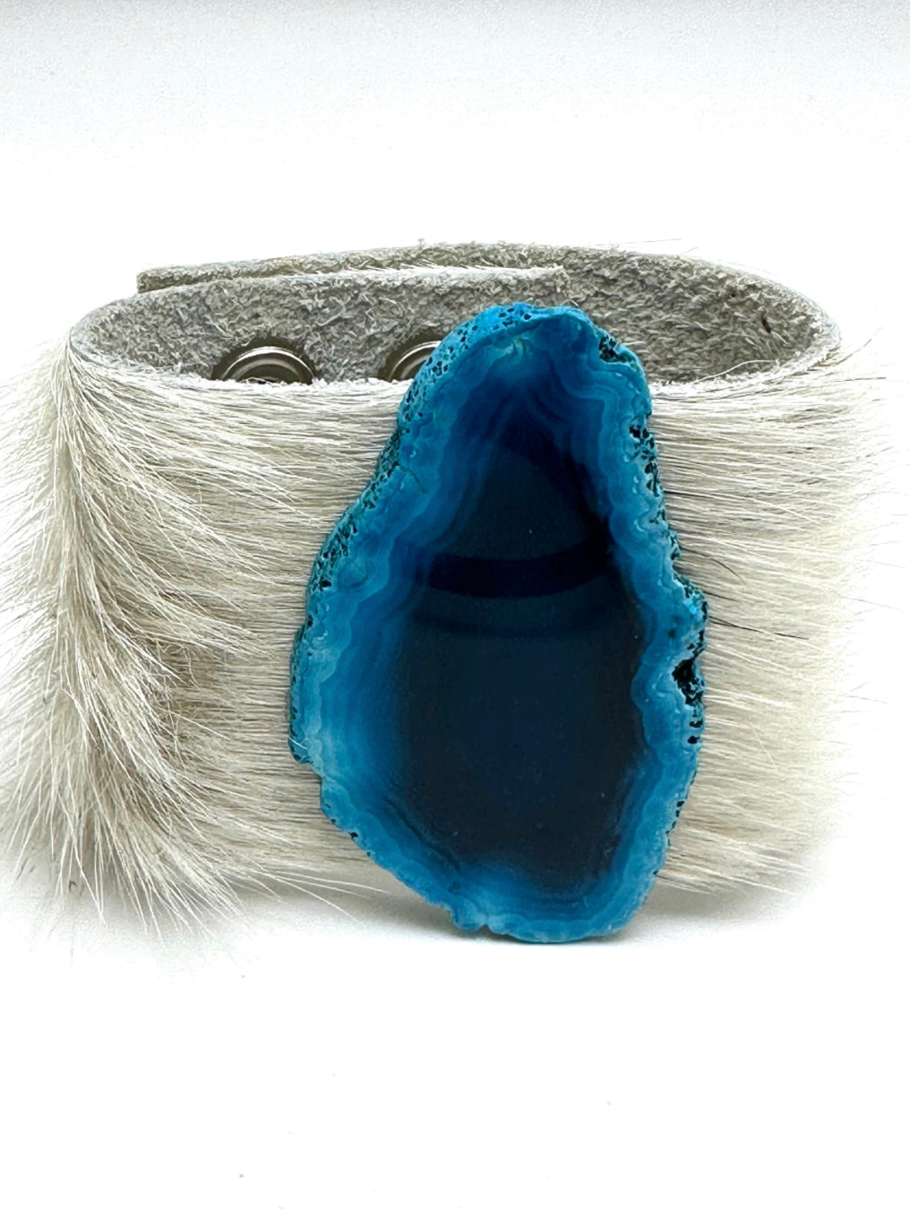 Leather Cuff with Blue Agate