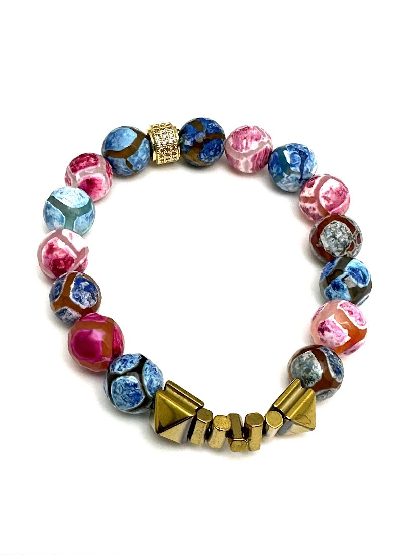 Multi Color Tibetan  Beaded Bracelet with Findings