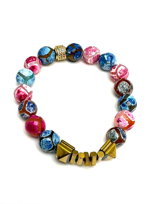 Multi Color Tibetan  Beaded Bracelet with Findings