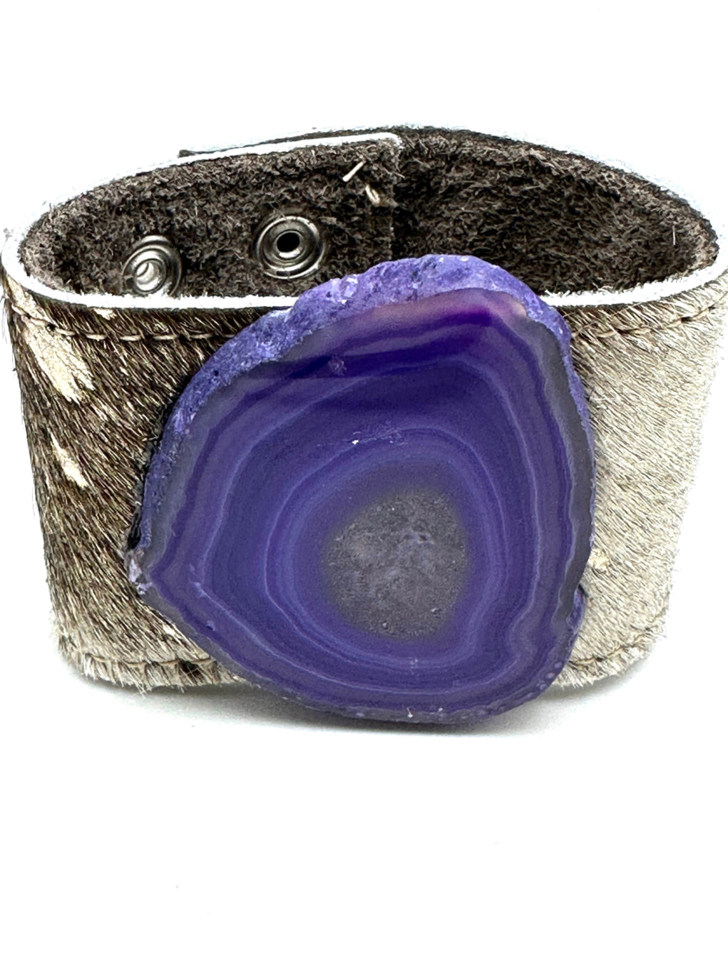 Leather Cuff with Purple Agate