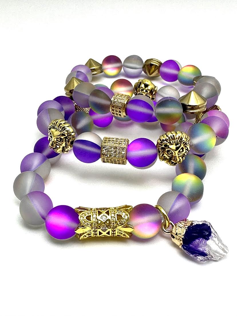 Purple Mermaid Beaded Bracelet with Agate