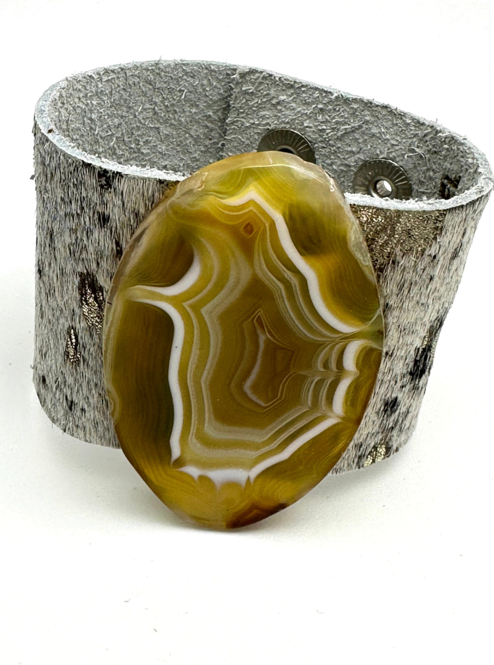 Leather Cuff with Yellow Agate