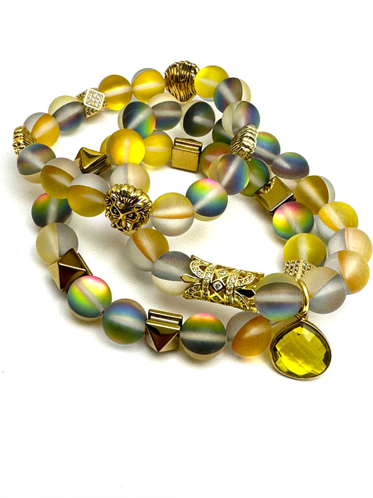 Yellow Mermaid Beaded Bracelet Stack