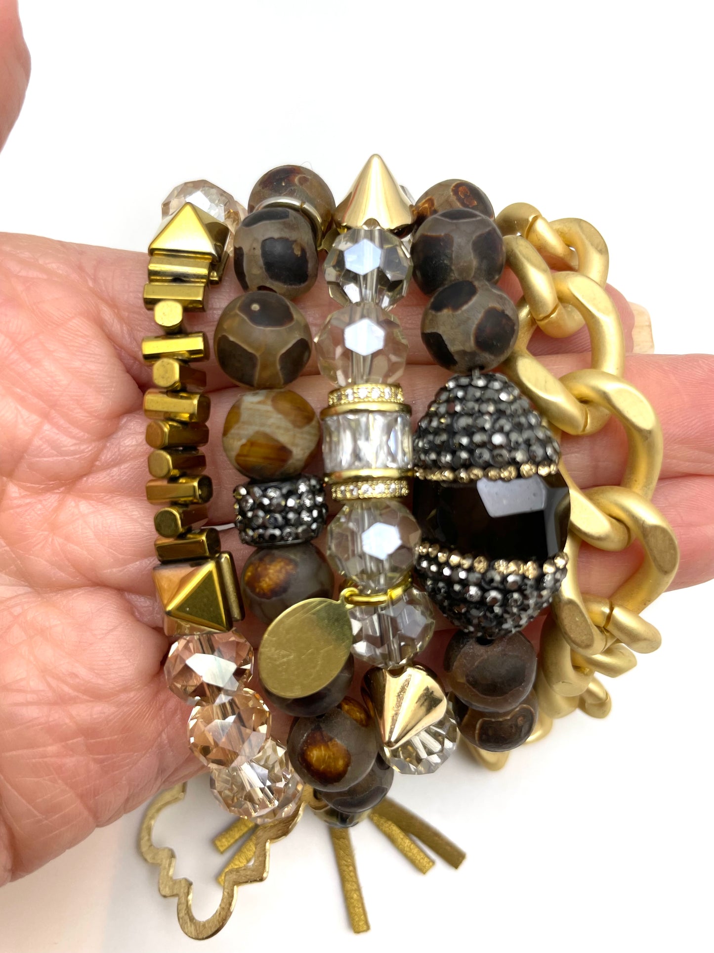 Brown Tibetan Beaded Bracelet stack