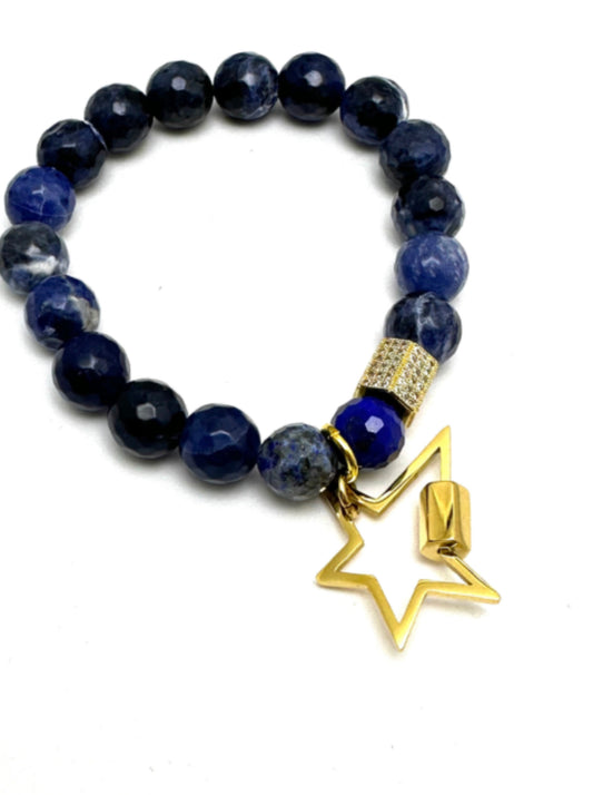 Blue Sodalite Beaded Bracelet with Star