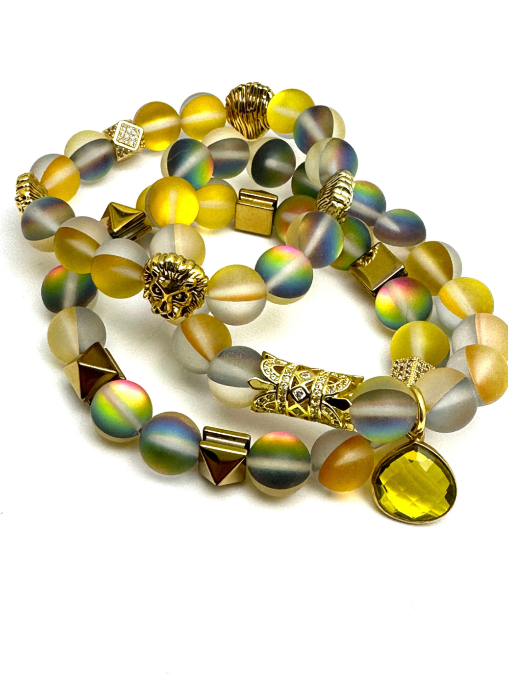 Yellow Mermaid Beaded Bracelets with Lions