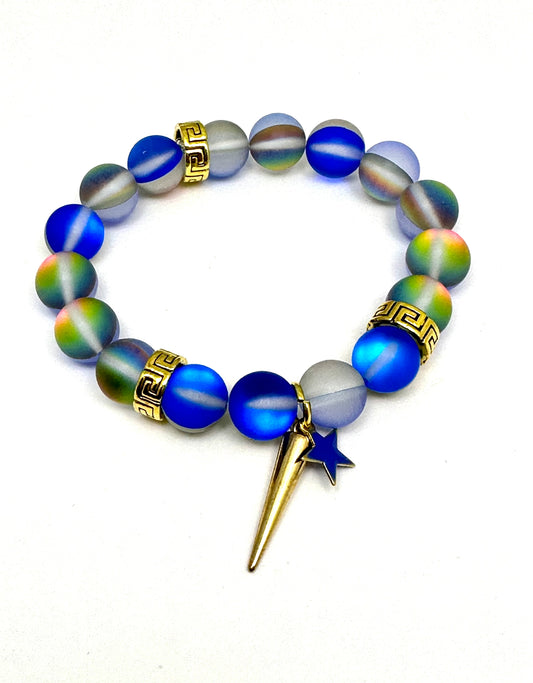 Blue Mermaid Beaded Bracelets with Dagger and Star