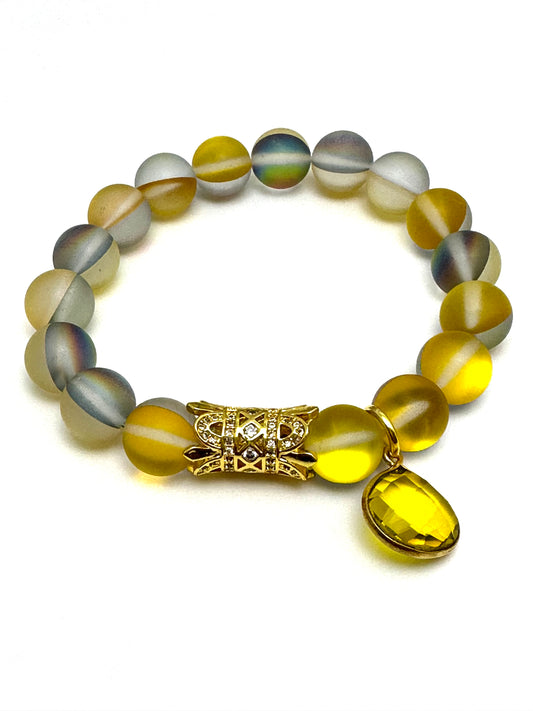 Yellow Mermaid Beaded Bracelet with Gemstone