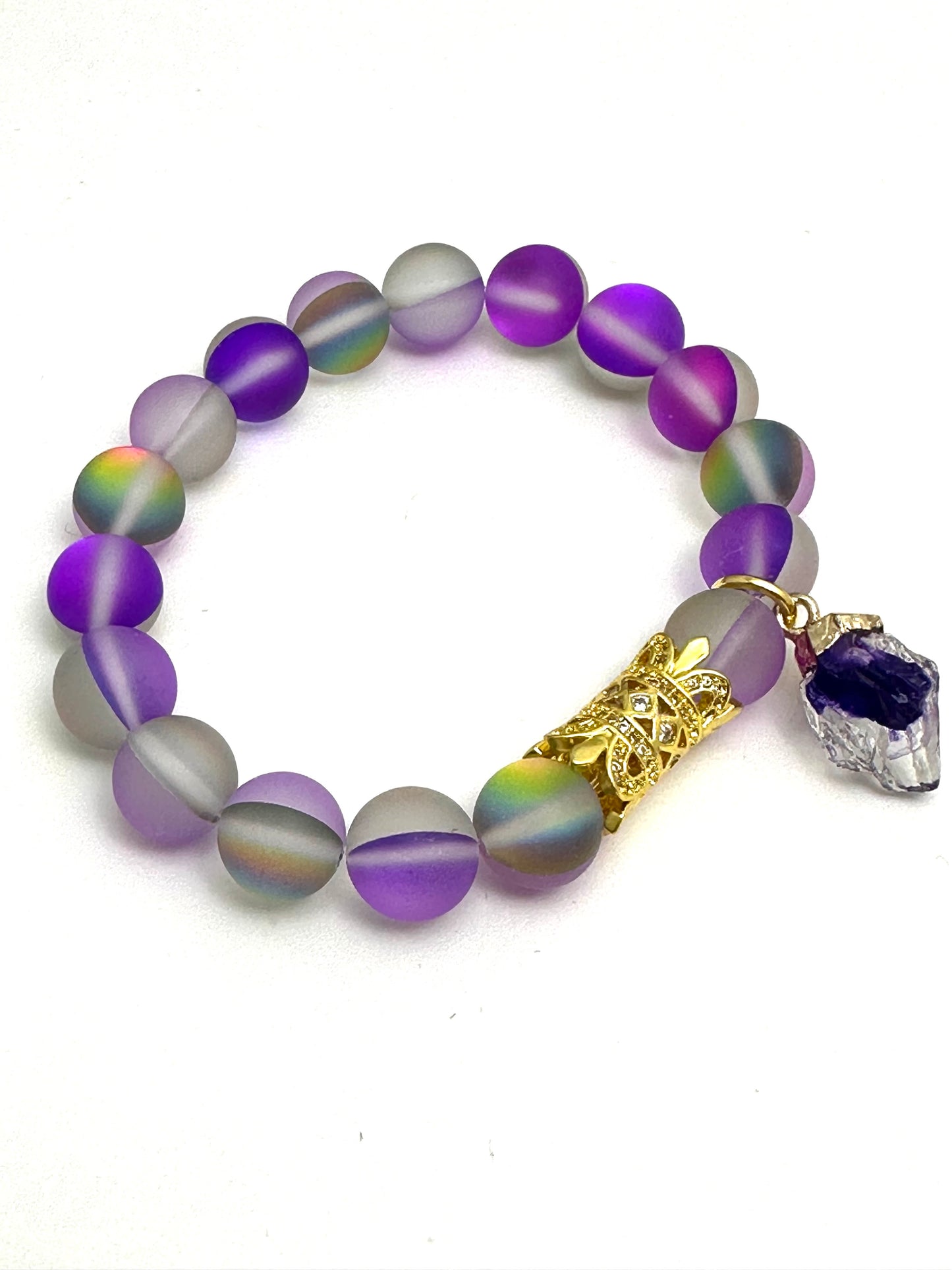 Purple Mermaid Beaded Bracelets Stack