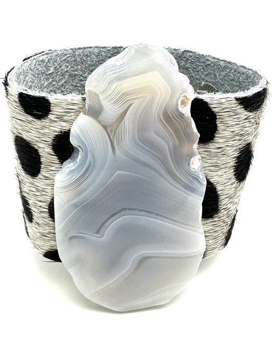 Leather Cuff with White Agate