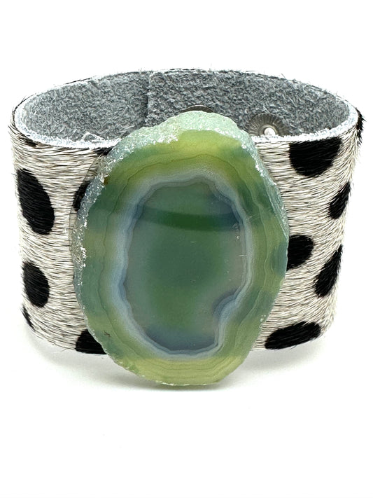 Leather Cuff with Green Agate