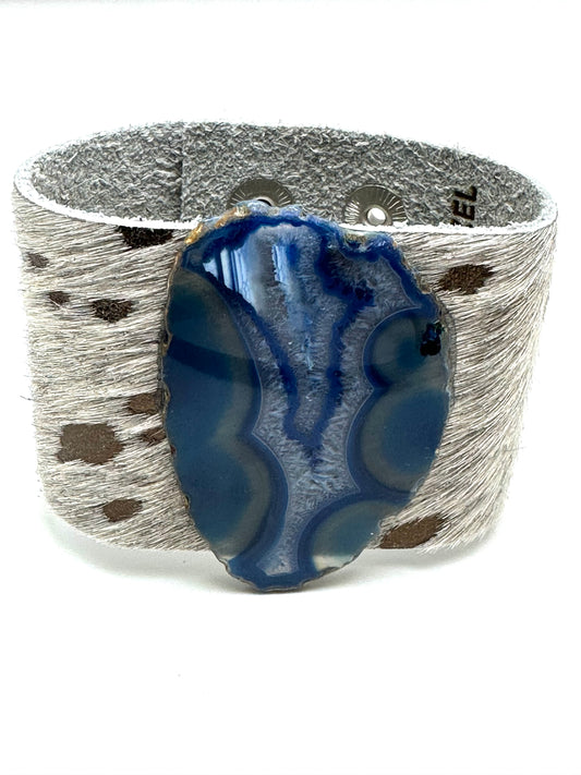 Leather Cuff with Blue Agate