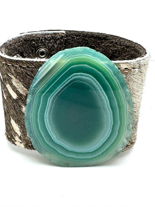 Leather Cuff with Green Agate