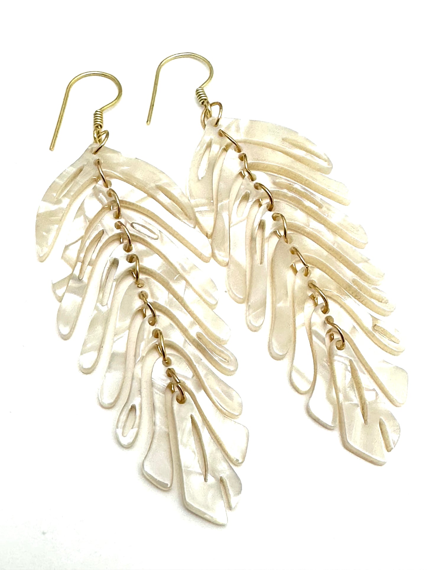 Acrylic Leaf Earring in Cream