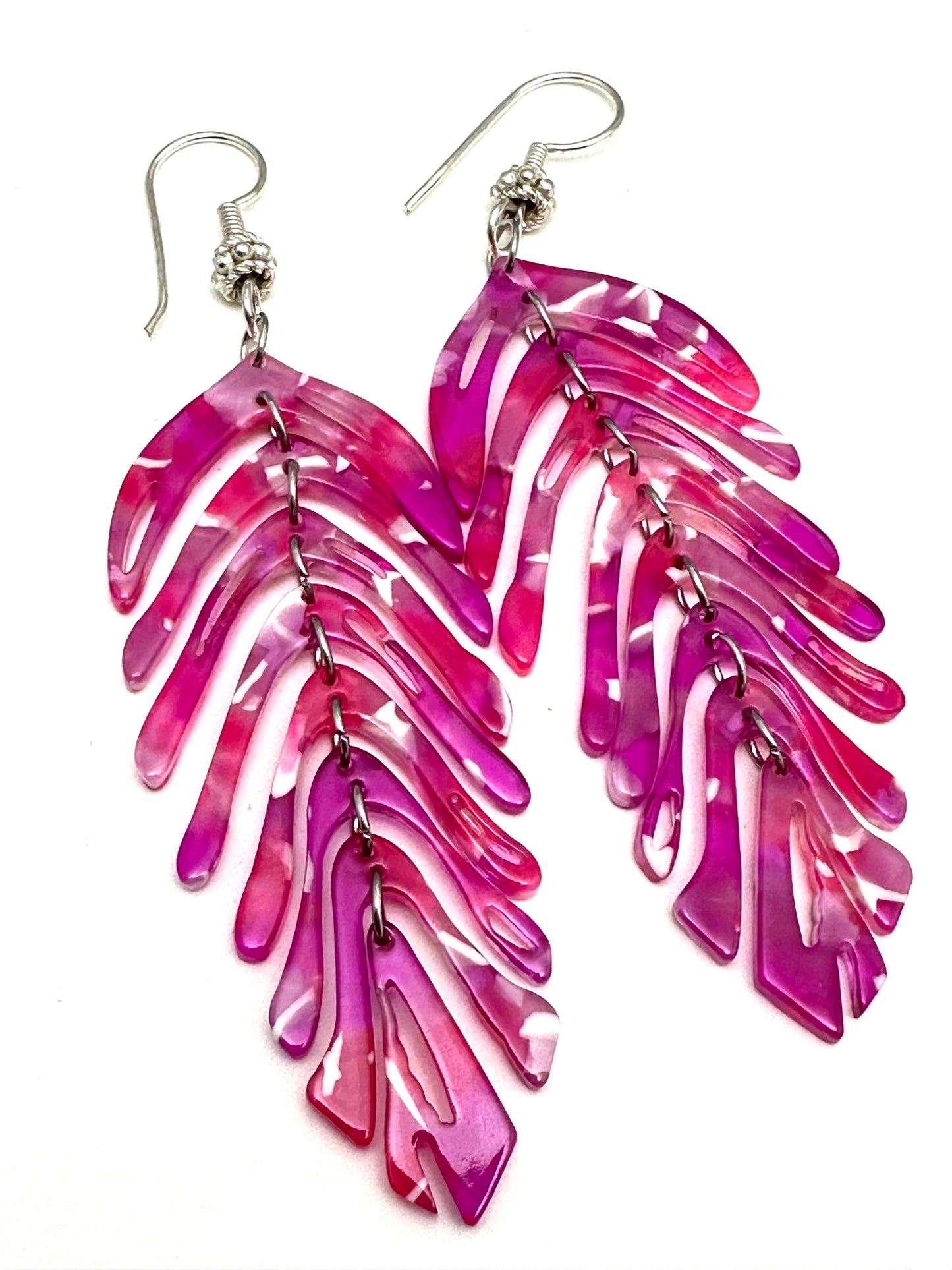 Acrylic Leaf Earring in Pink