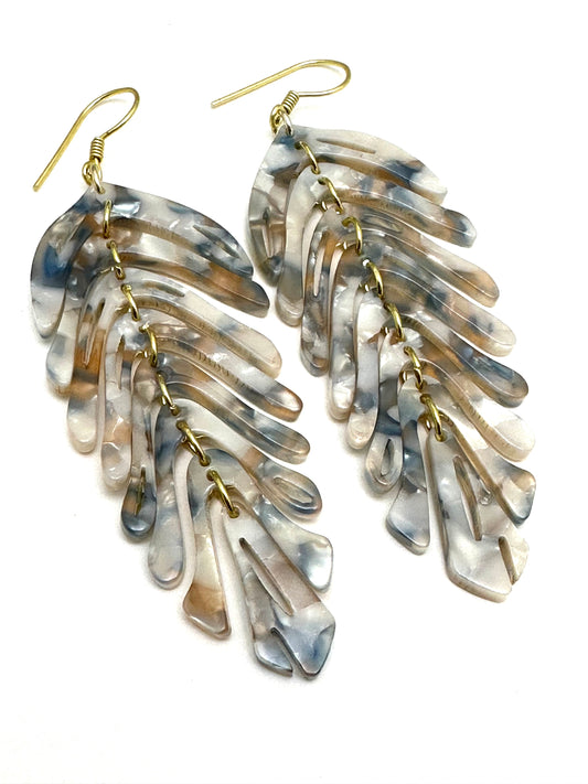 Acrylic Leaf Earring in Neutrals