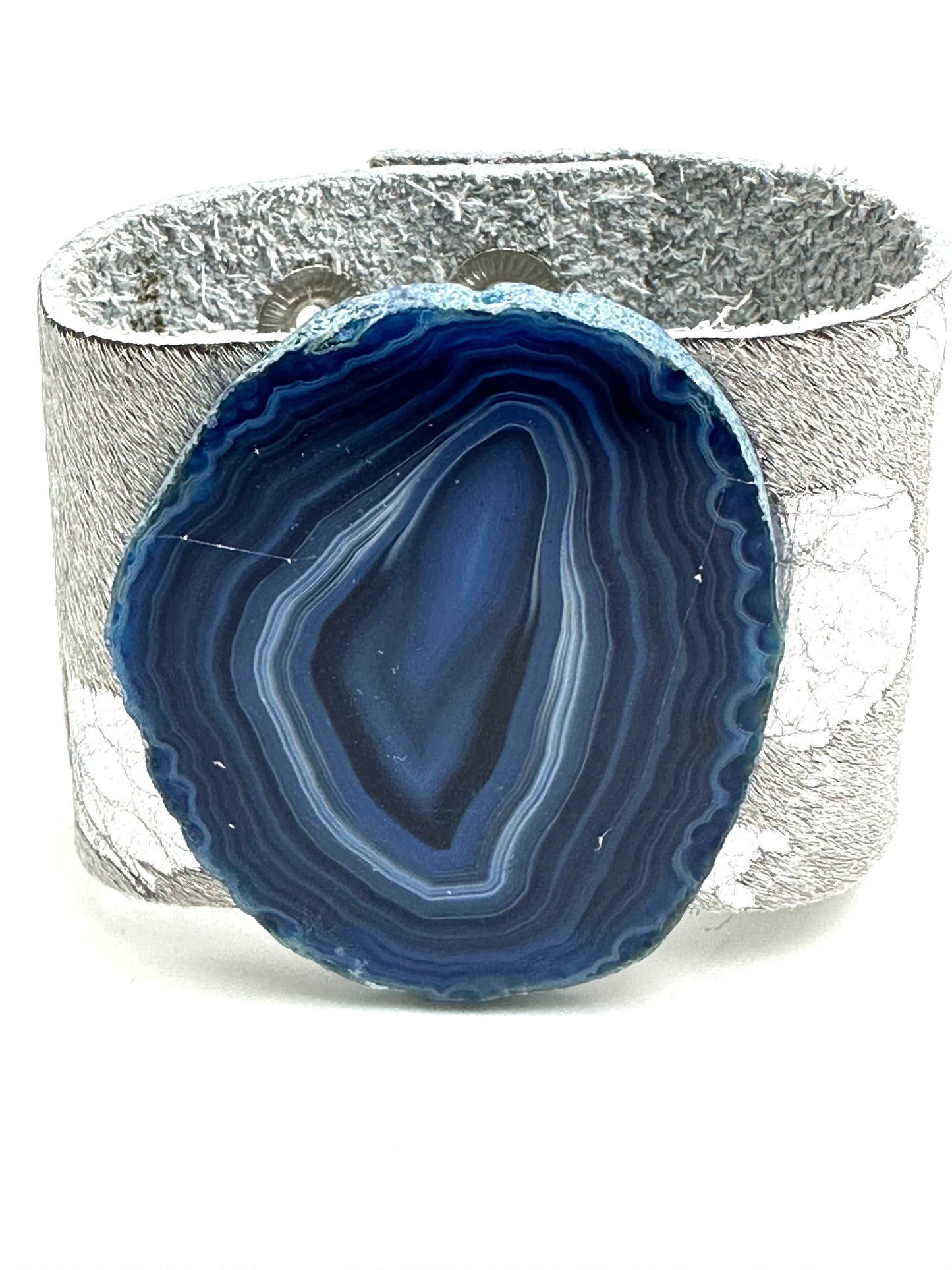 Leather Cuff with Blue Agate