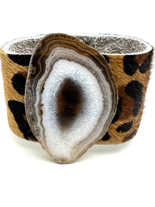 Leather Cuff with Brown Agate