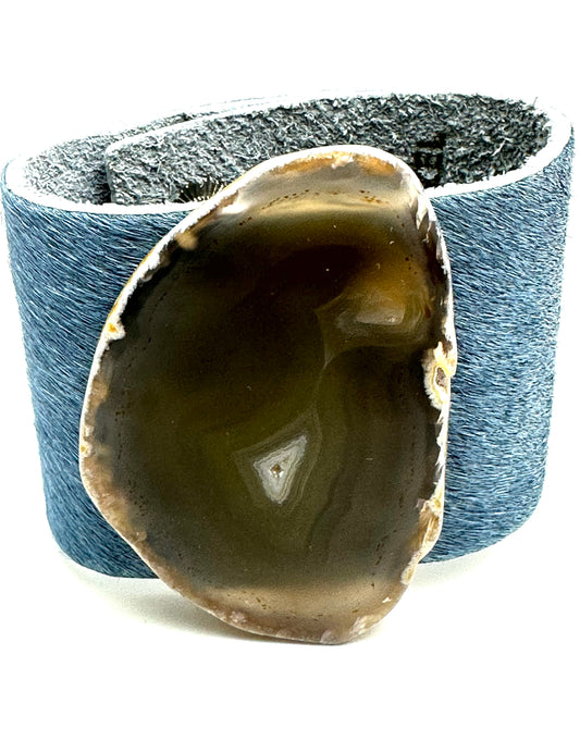 Leather Cuff with Yellow Agate