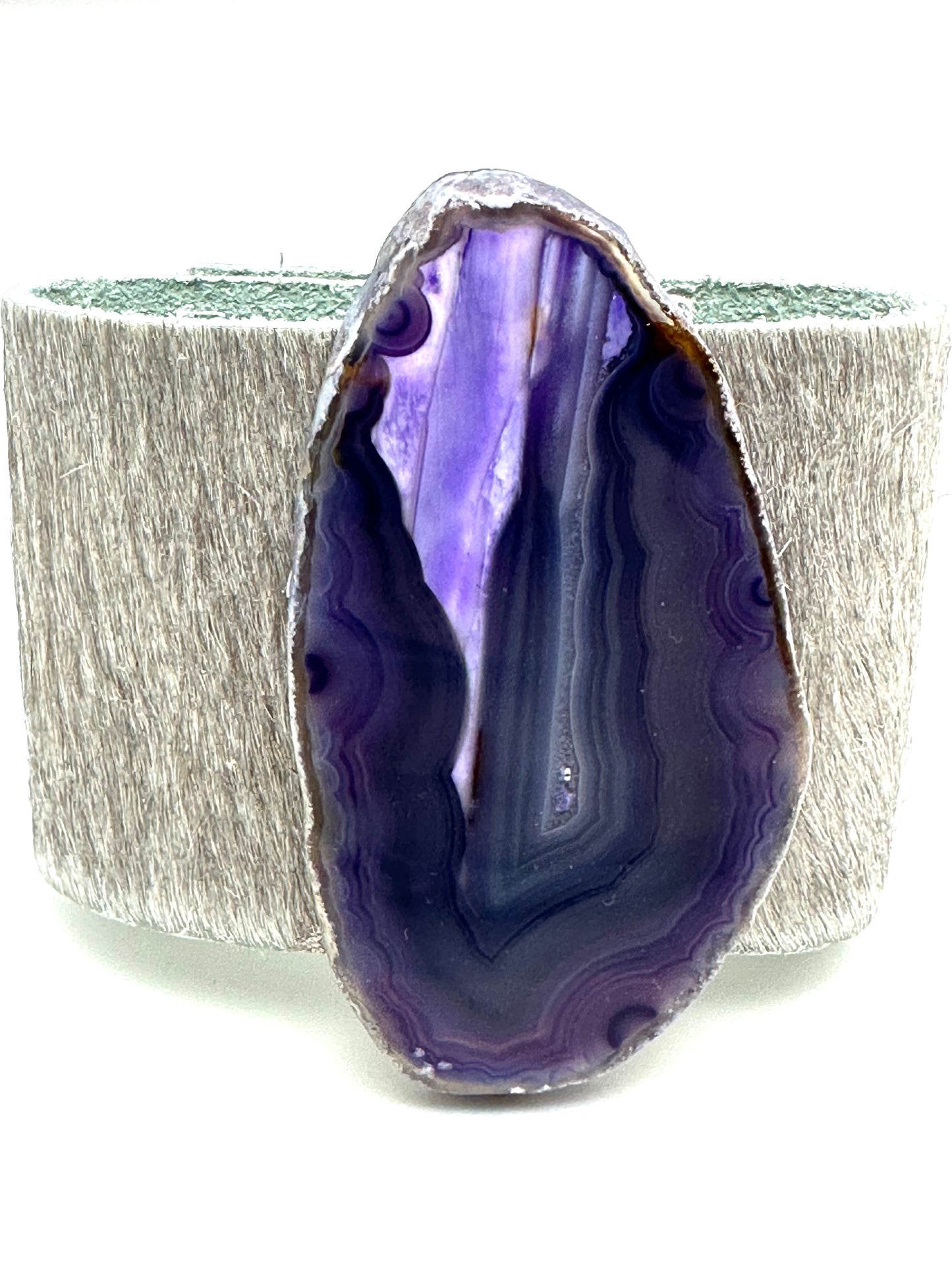 Leather Cuff with Purple Agate