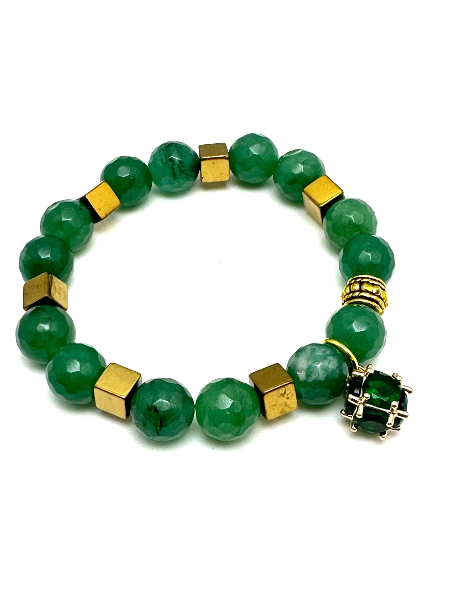 Green Jade Beaded Bracelet Stack