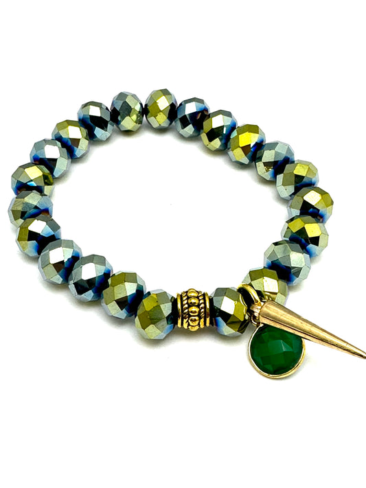 Green Crystal Beaded Bracelet