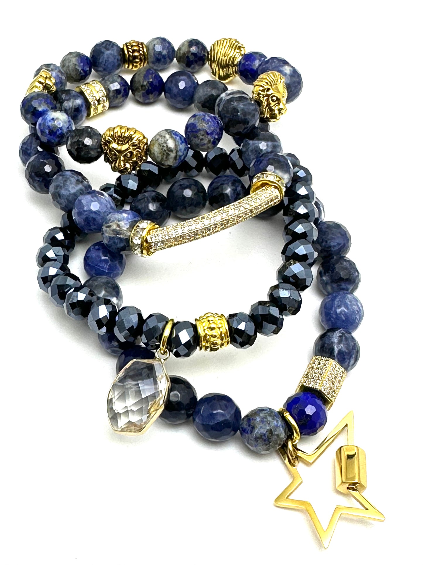 Blue Sodalite Beaded Bracelet Stack