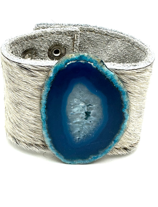 Leather Cuff with Blue Agate