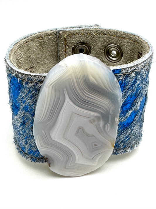 Leather Cuff with White Agate