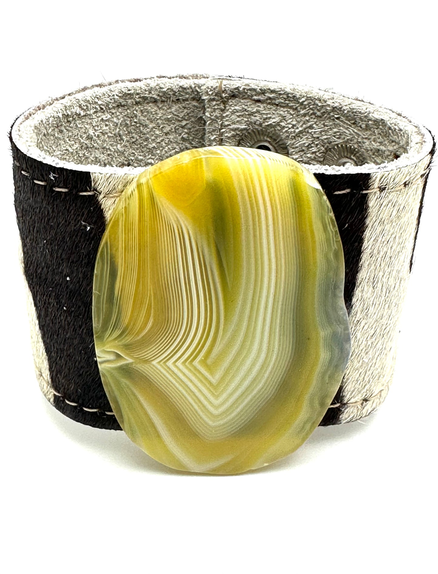 Leather Cuff with Yellow Agate