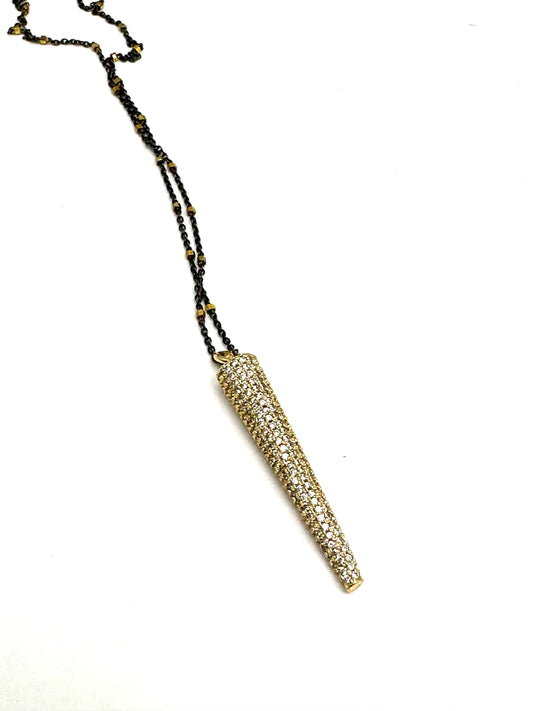 Pave’ Gold Dagger Chain Necklace