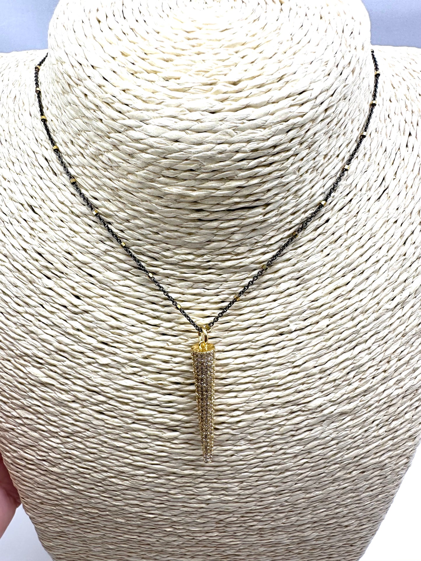 Pave’ Gold Dagger Chain Necklace