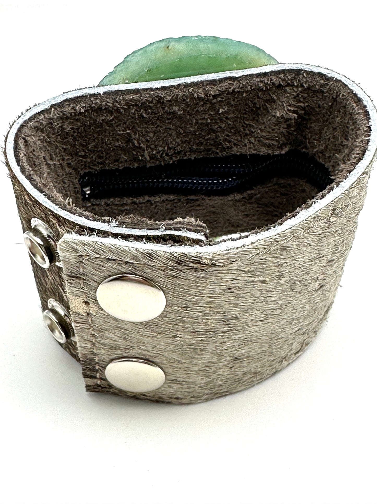 Leather Cuff with Green Agate