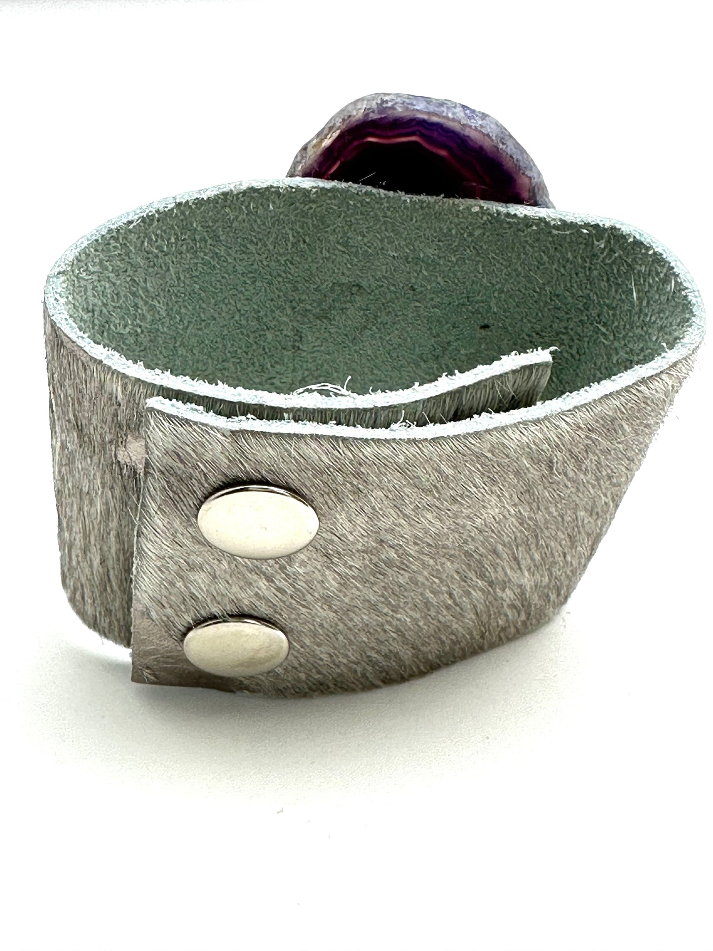 Leather Cuff with Purple Agate