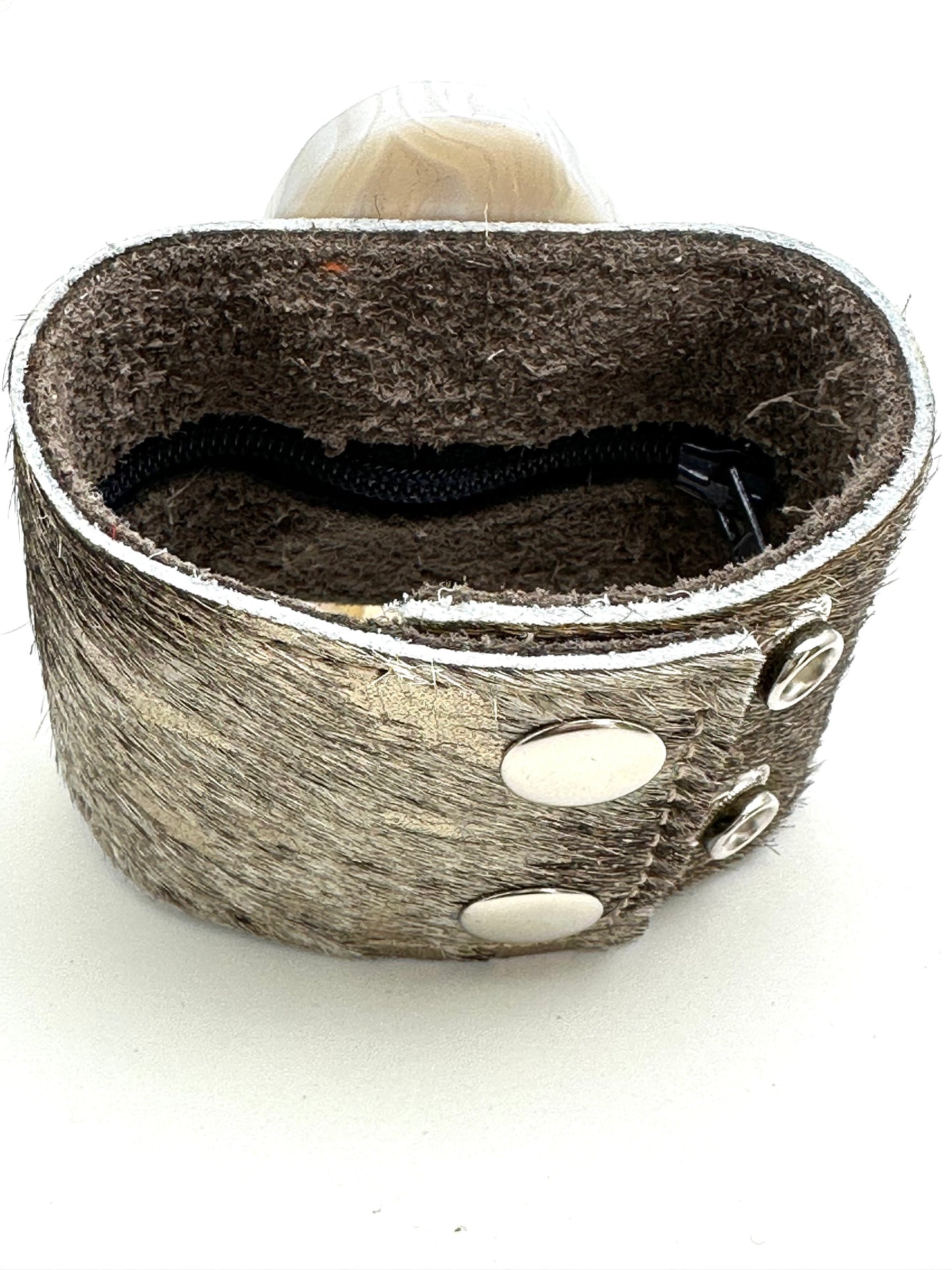 Leather Cuff with White Agate