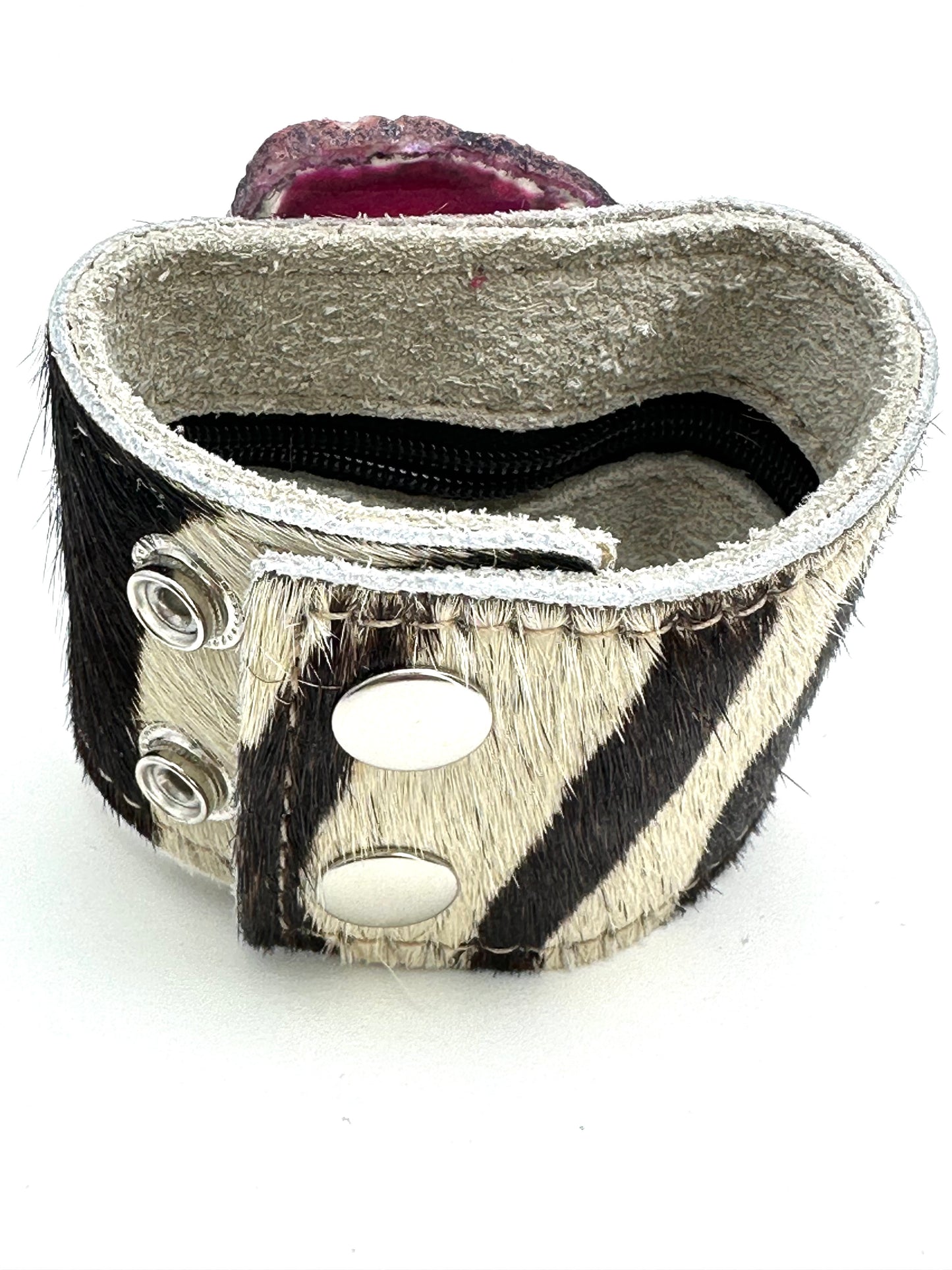 Leather Cuff with Pink Agate