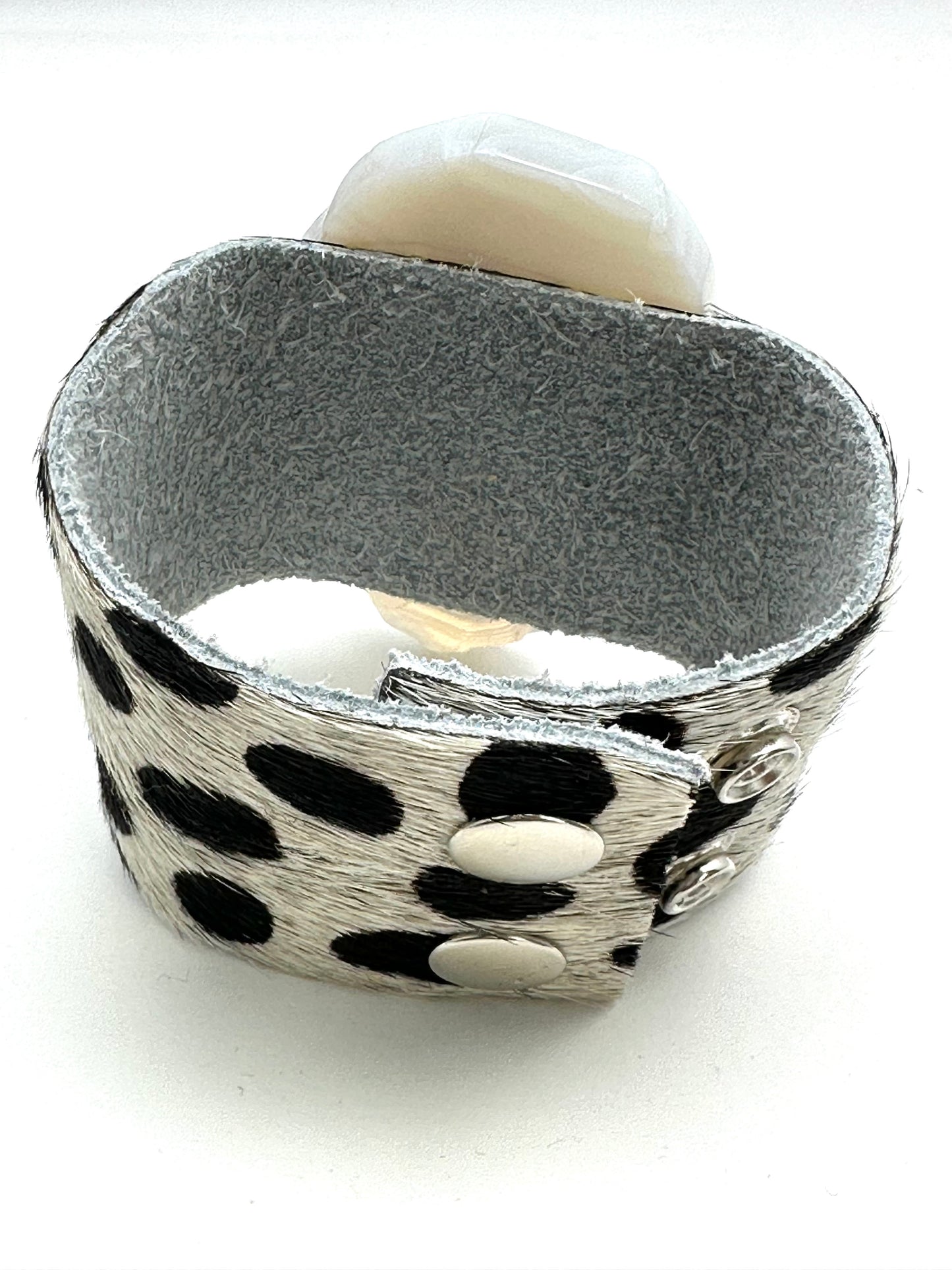 Leather Cuff with White Agate