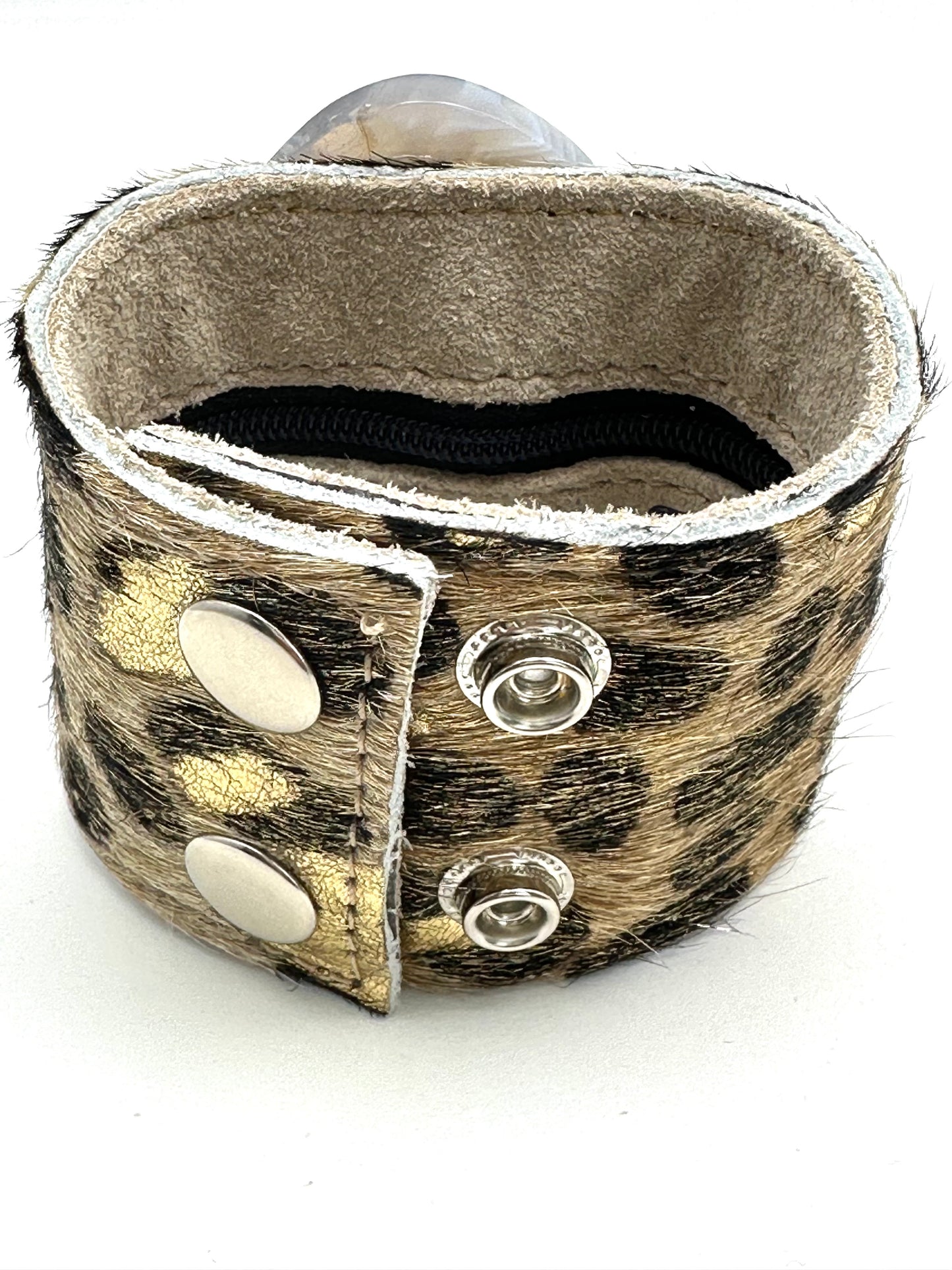 Leather Cuff with White Agate