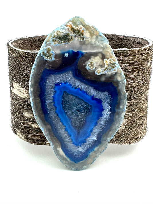 Leather Cuff with Blue Agate